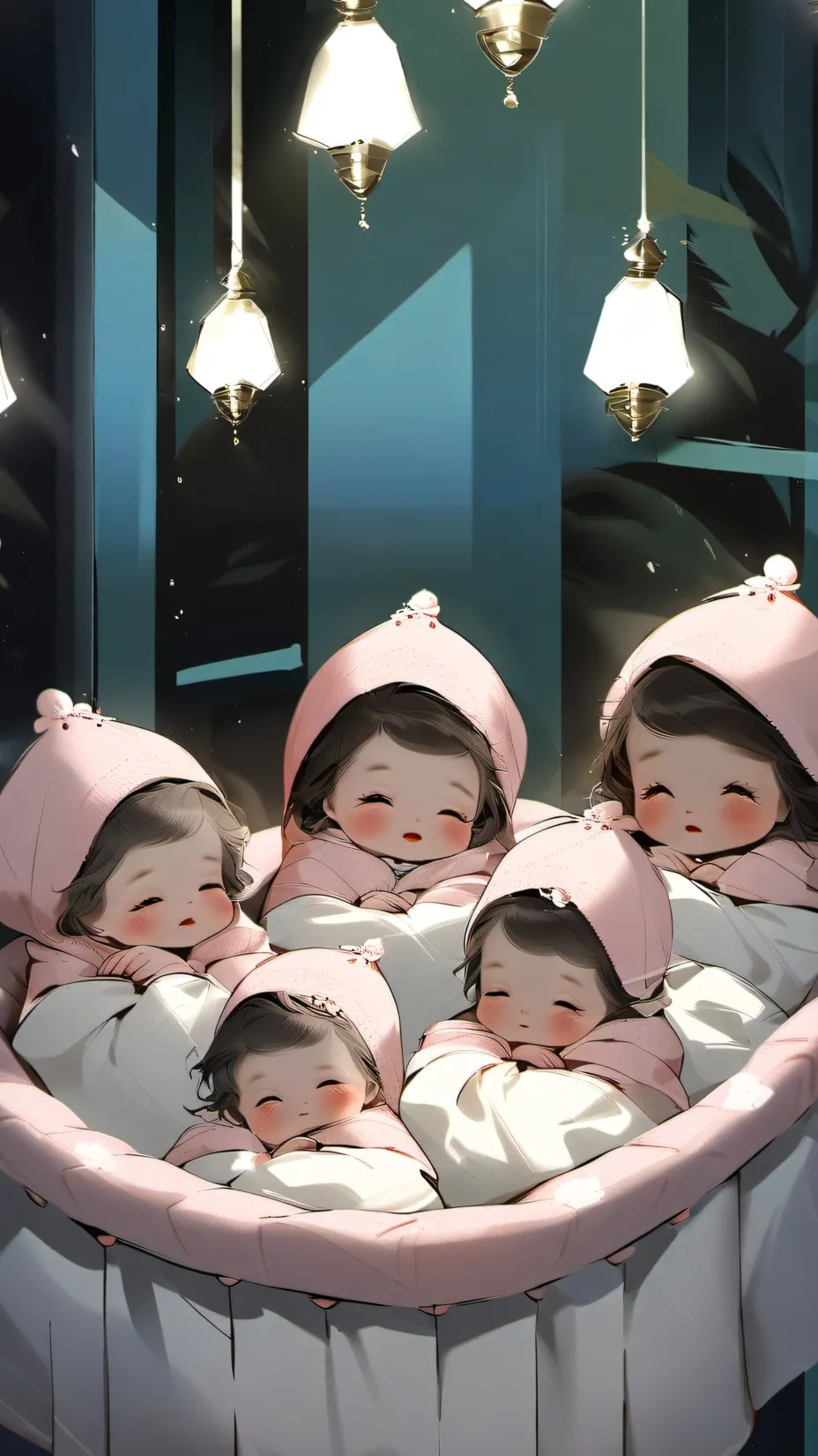 ai character: Your 5 newborns! background