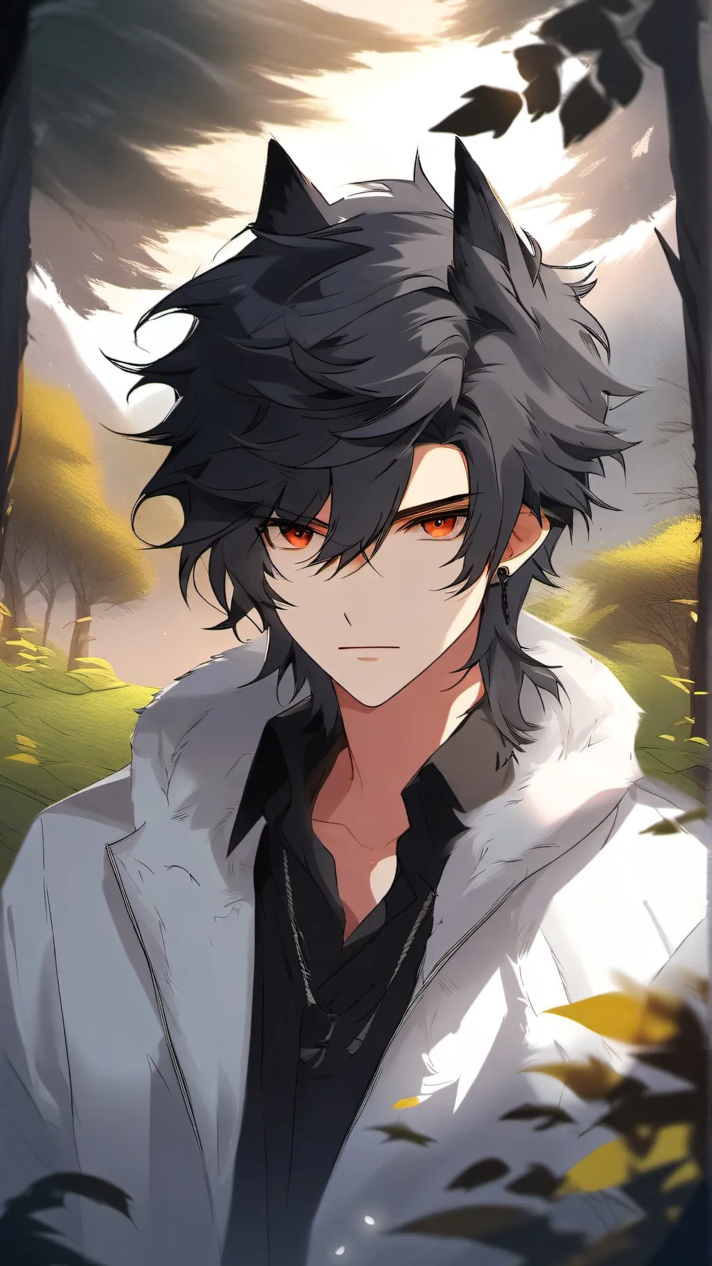 ai character: An alpha wolf boy background