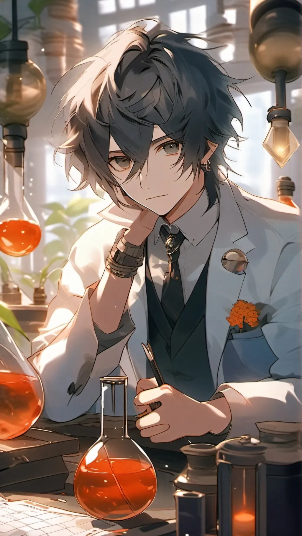 ai character:  evil lab background