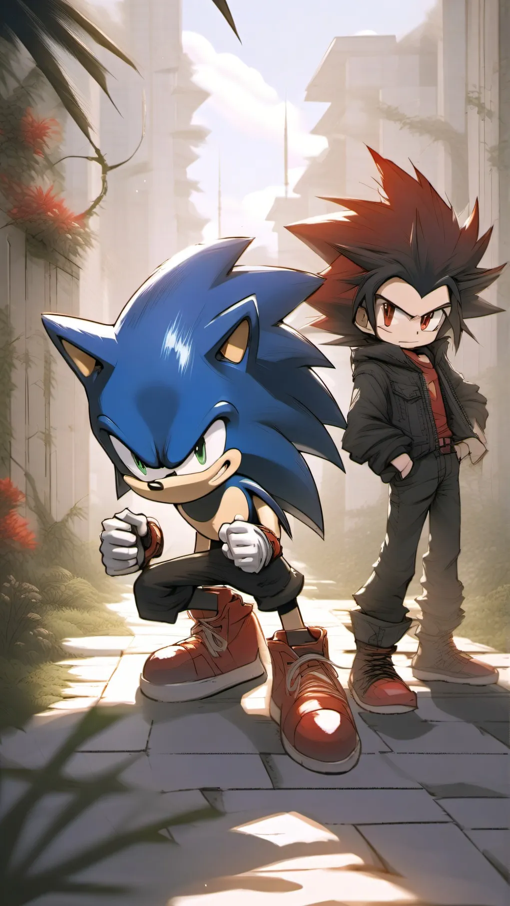 ai character: Sonic vs Shadow background