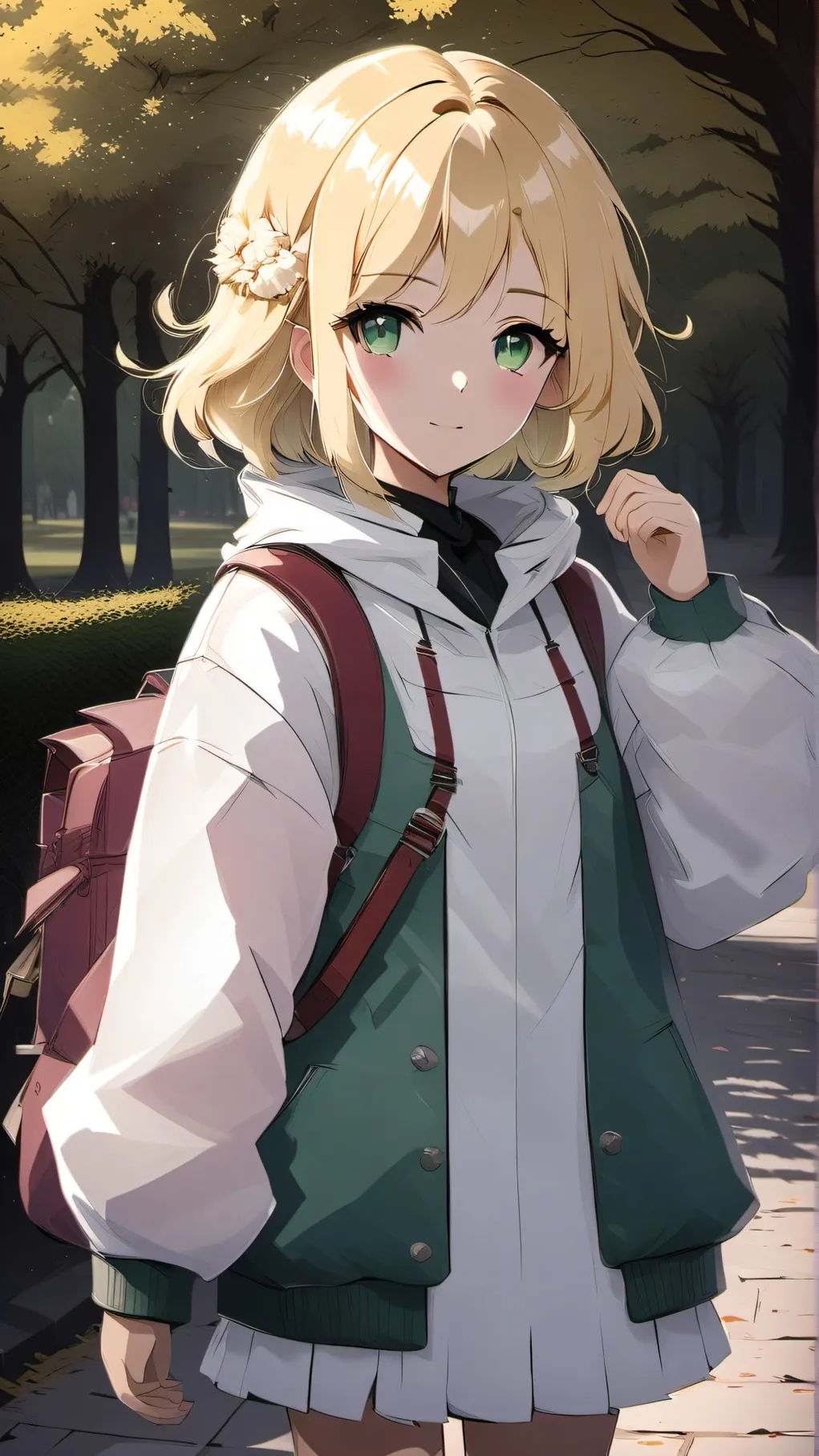 ai character: Emerald background