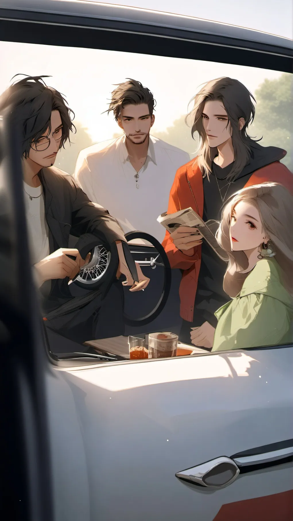 ai character: road trip background