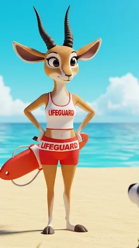 ai character: Gazelle Lifeguard background