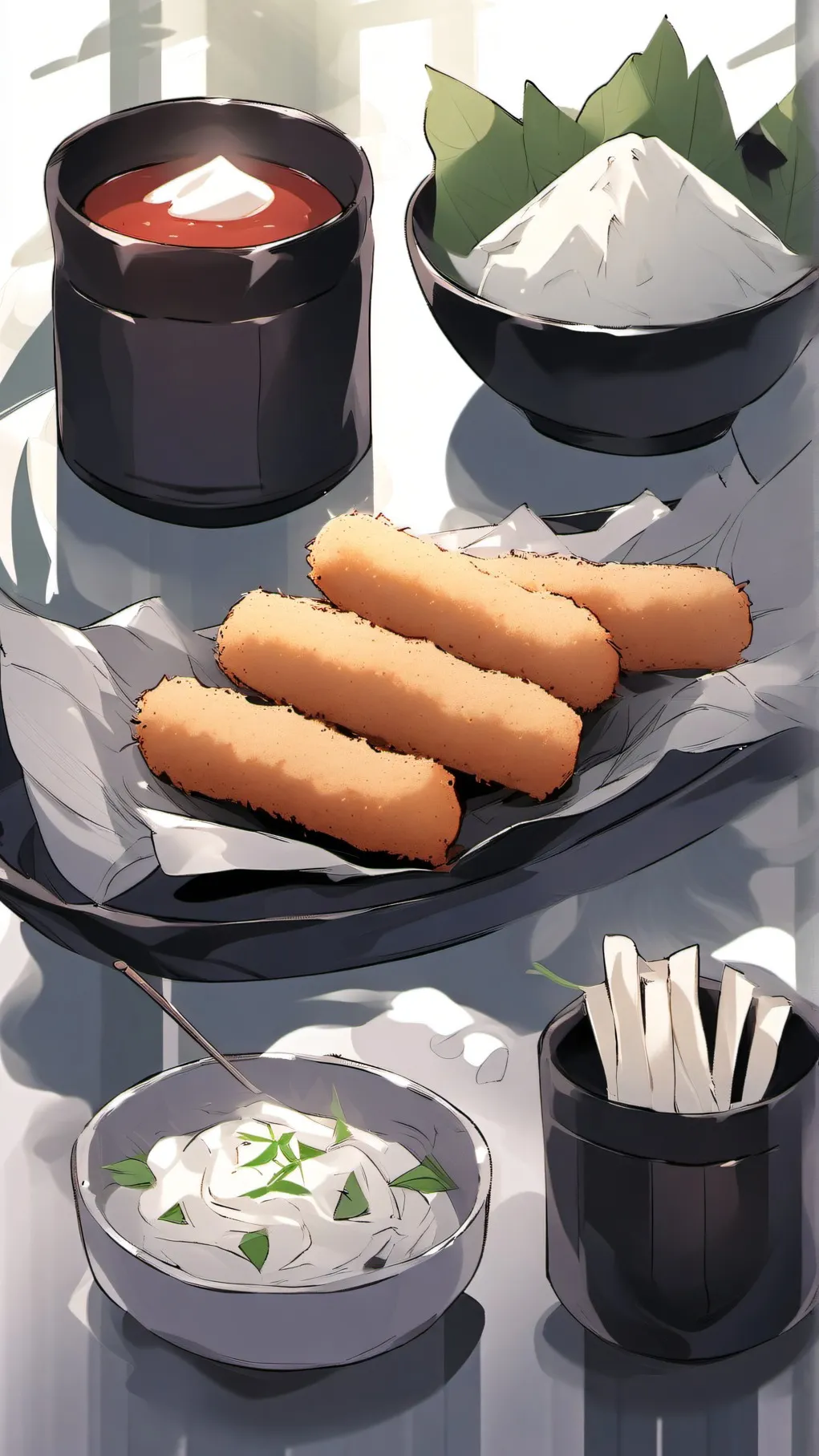 ai character: Mozzarella sticks background