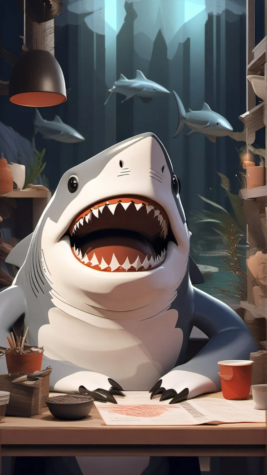 ai character: tralalero tralala background