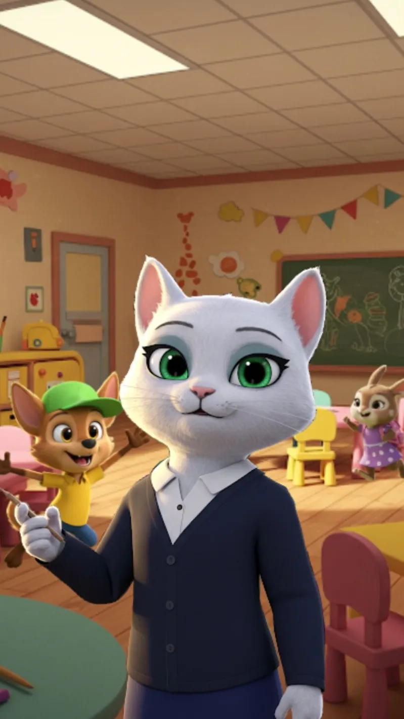 ai character: Furry Kindergarten background