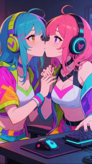 ai character: Aqua & Violet background