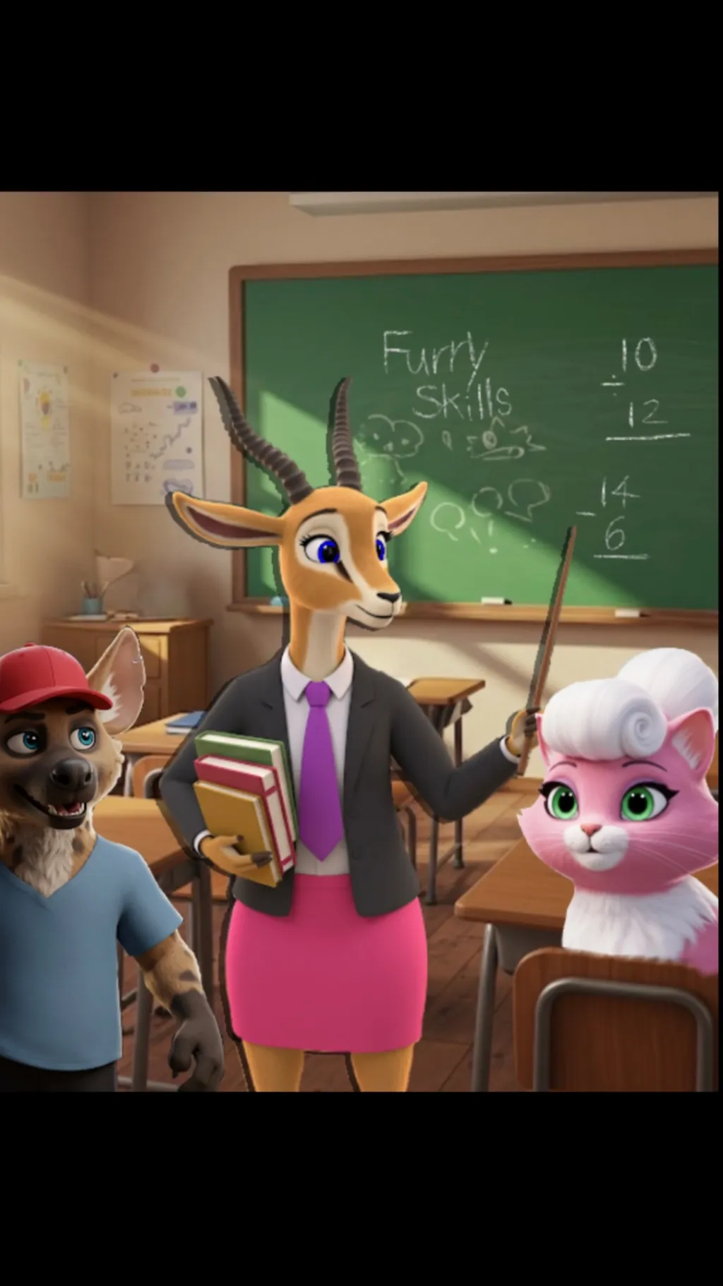 ai character: The Furry School background