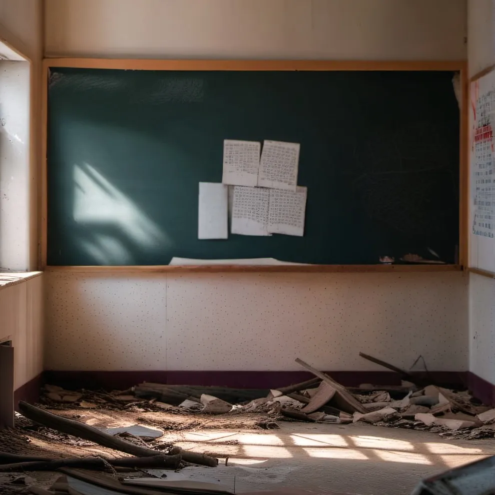 chat with ai character: Abandoned school