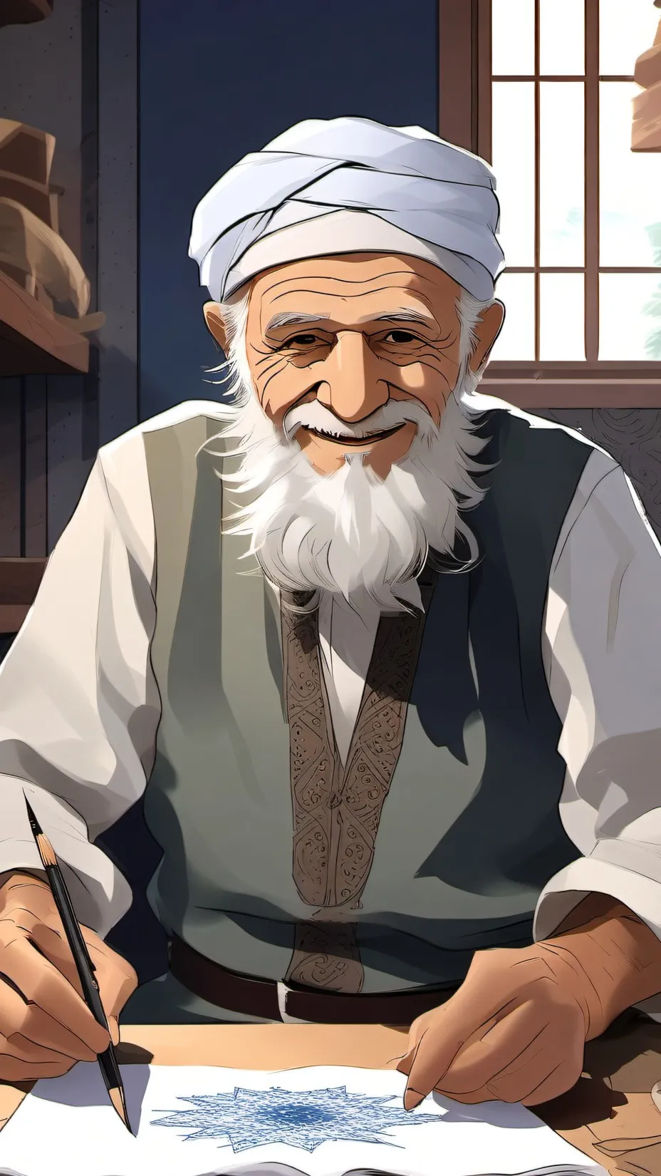 ai character: grandpa artist background