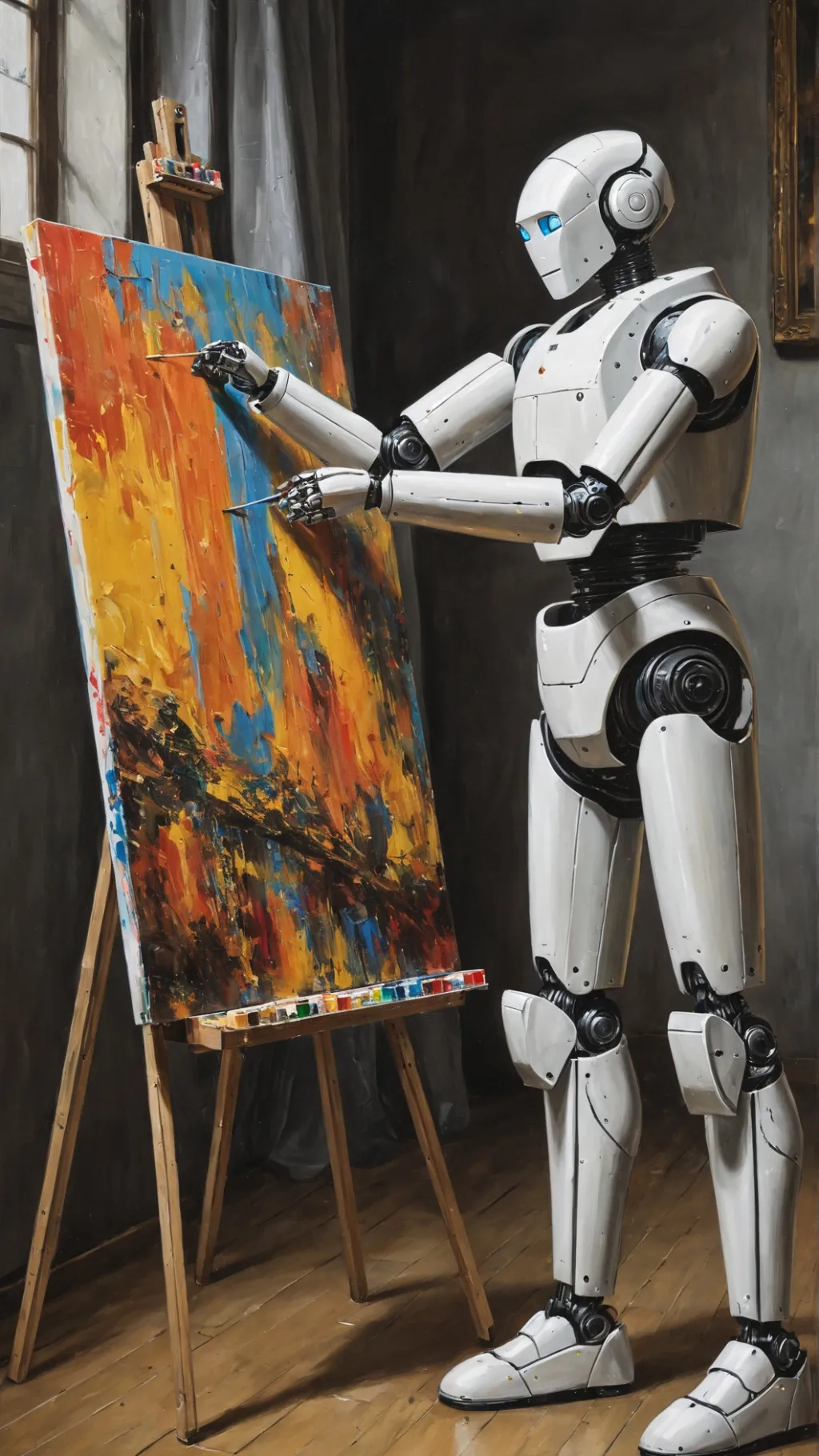 ai character: painter robot background