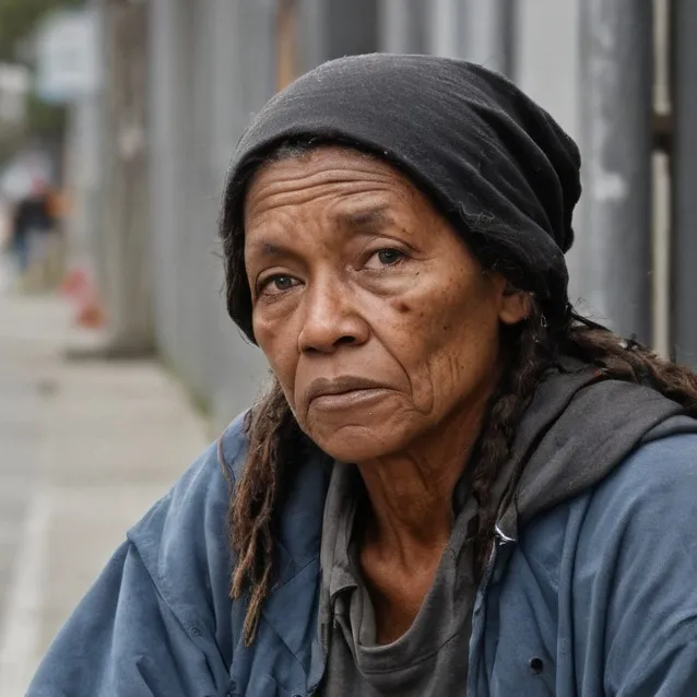 chat with ai character: Homeless women 