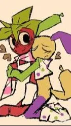 ai character: FUNNYFRUIT background