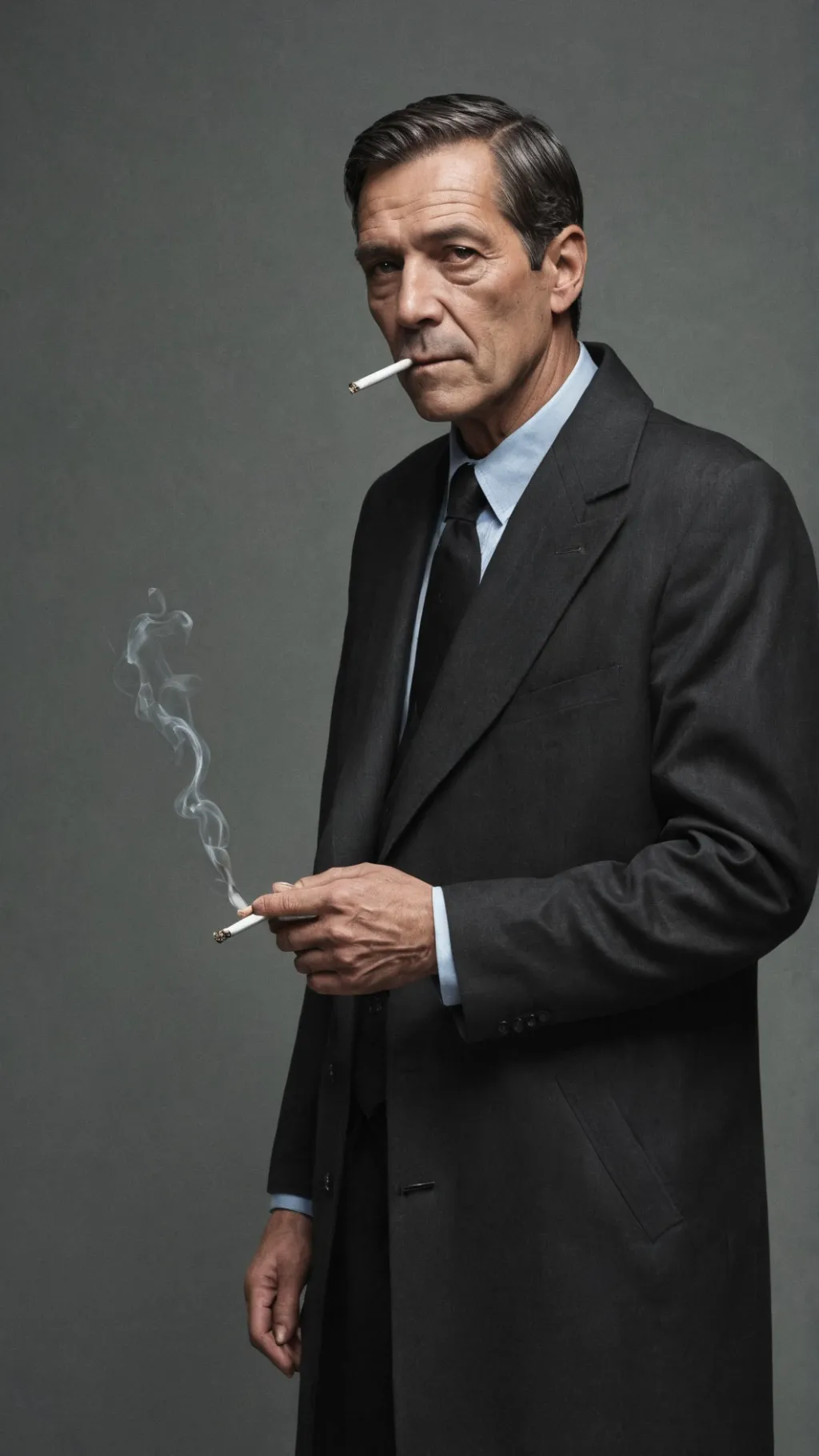ai character: smoking man background