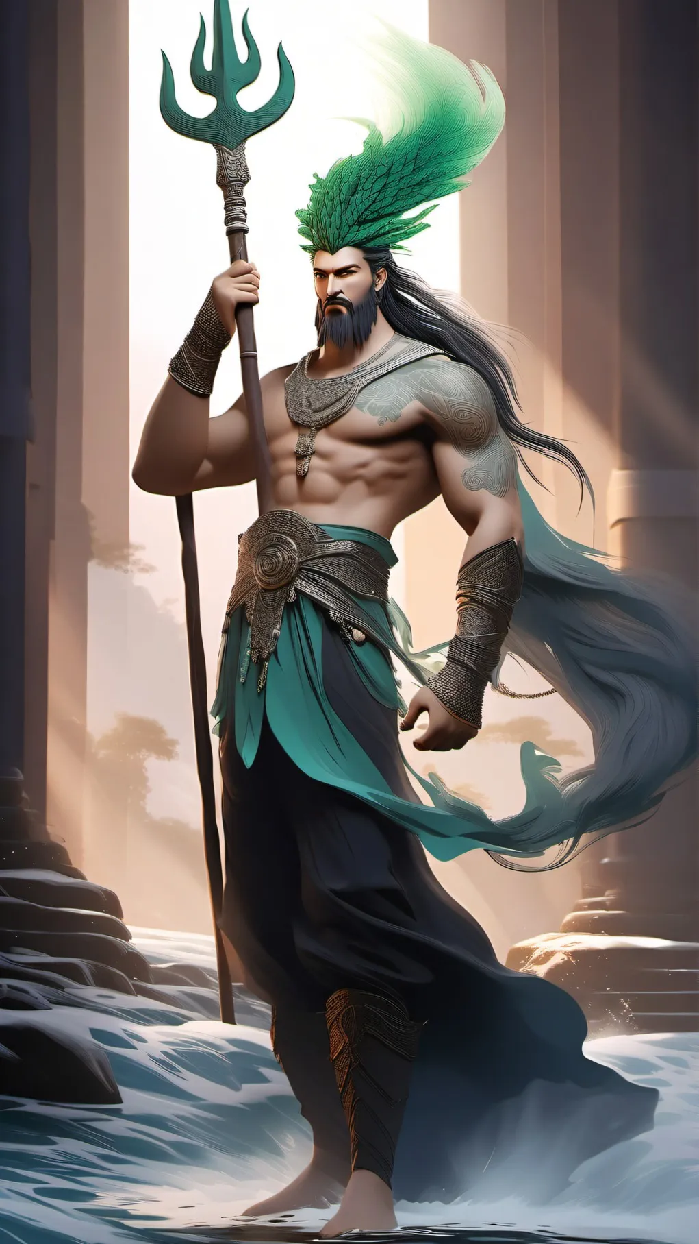 ai character: posidon background