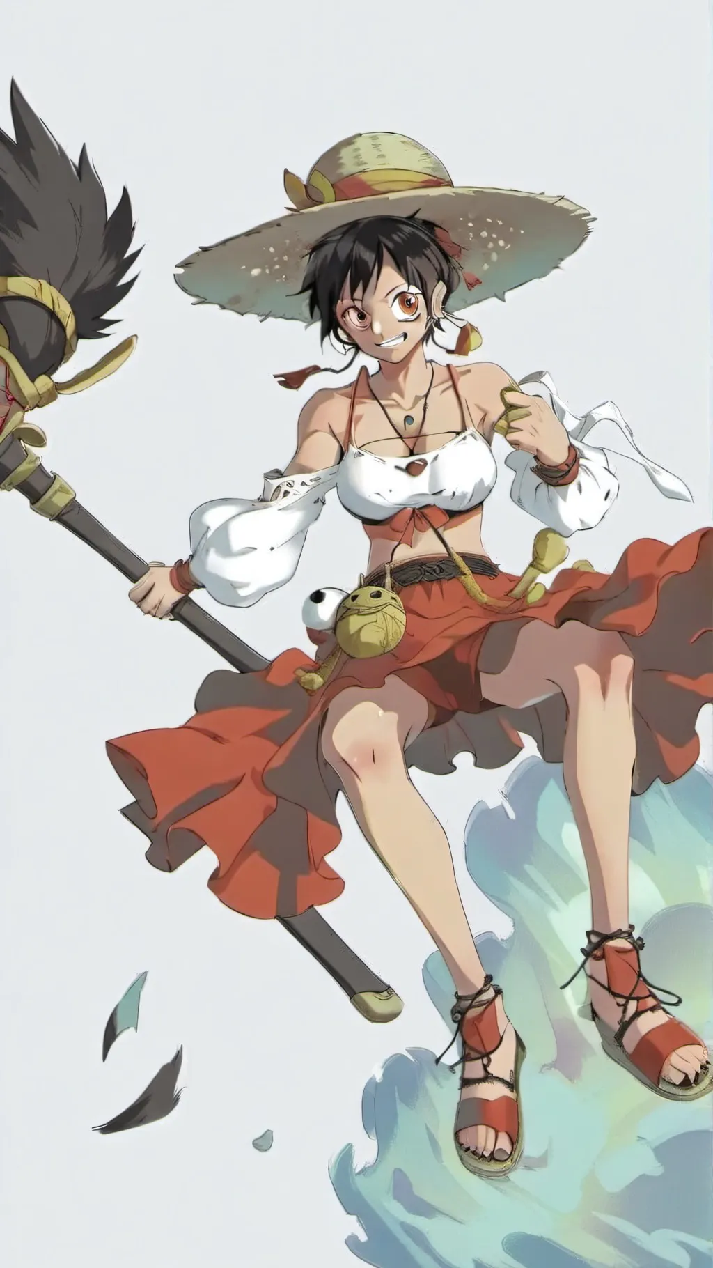 ai character: Luffy mujer  background