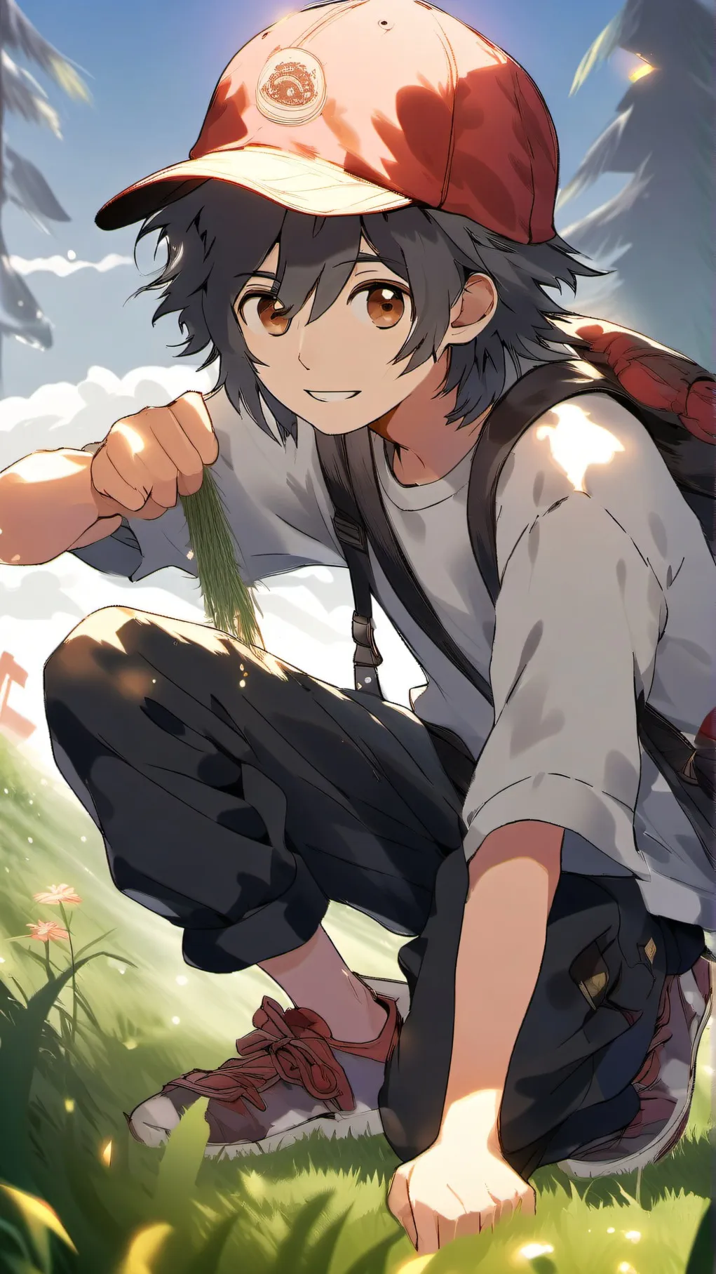 ai character: grass background