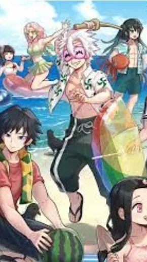 ai character: Kny beach background