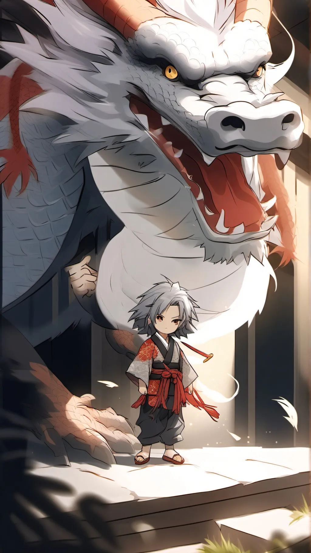 ai character: Mha hybride Red background