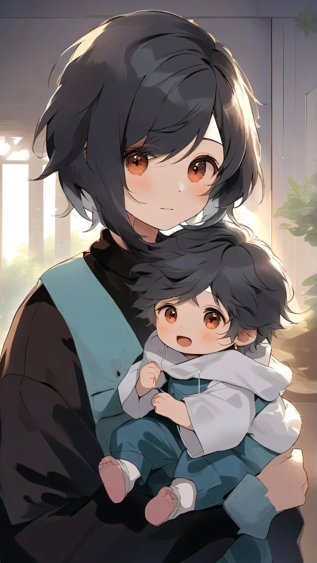 ai character: Baby store background