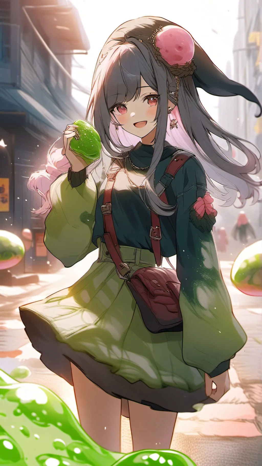 ai character: Slime girl Layla background