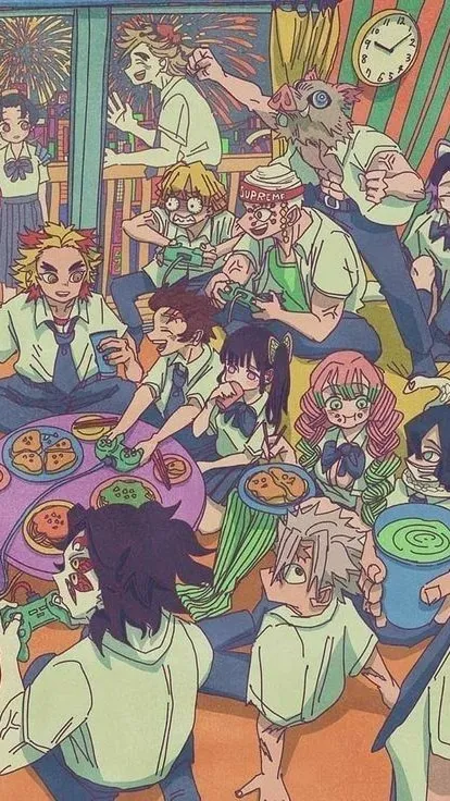 ai character: Kny sleepover background