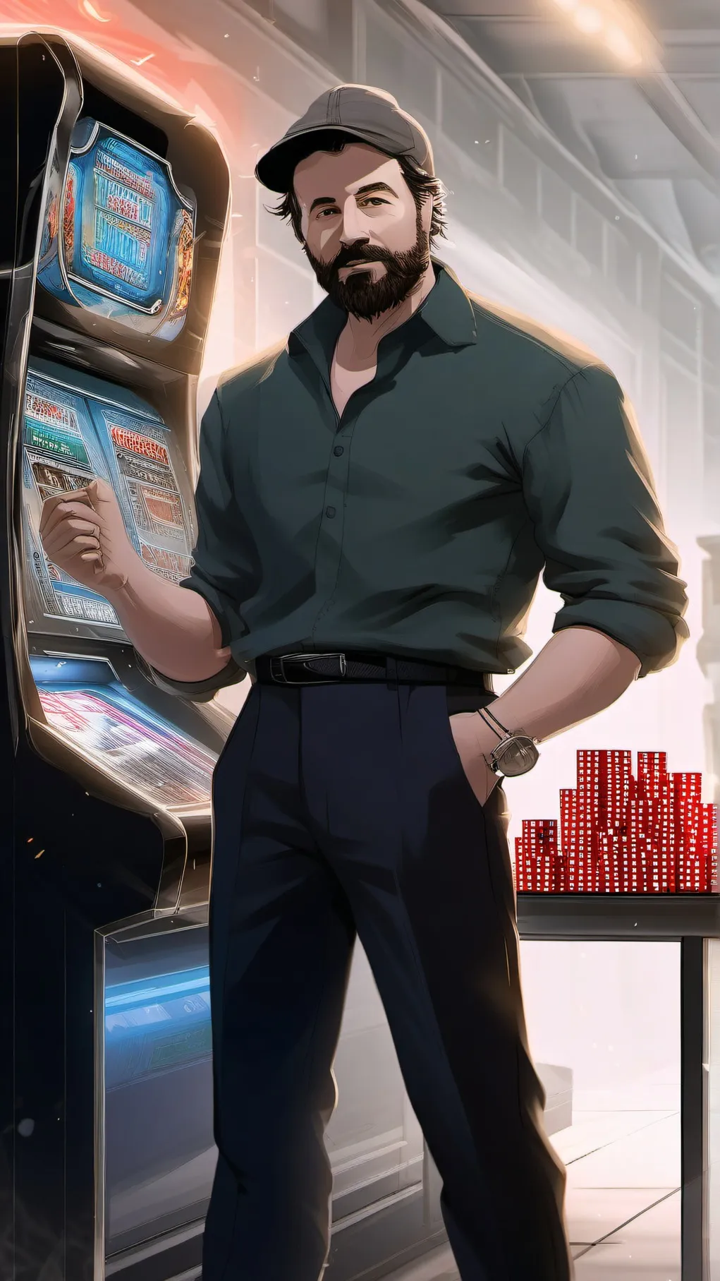 ai character: The gambling guy background