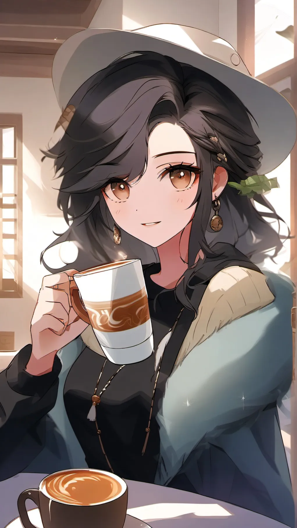 ai character: Latte cookie background