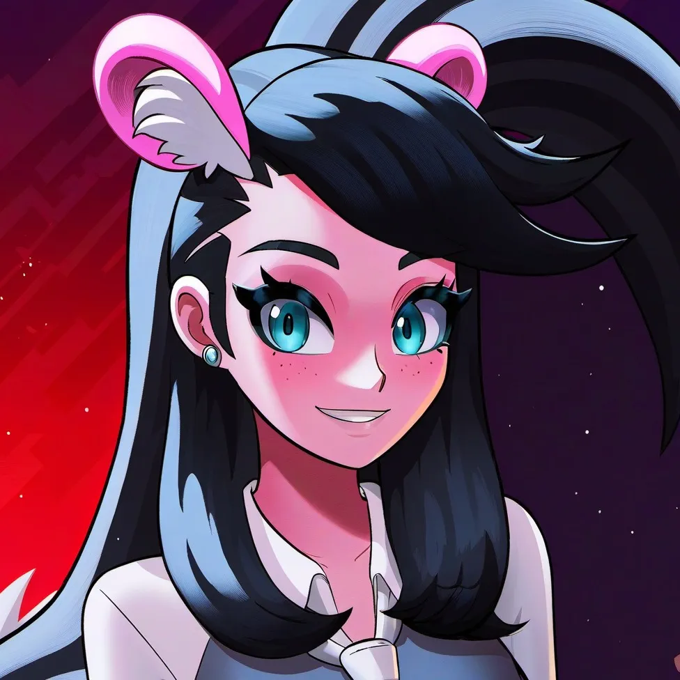 chat with ai character: Skunk girl tf tg 
