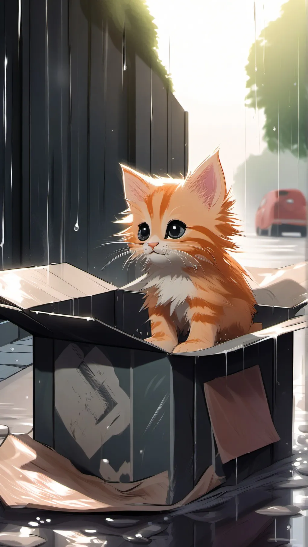 ai character: Lost kitten😢 background