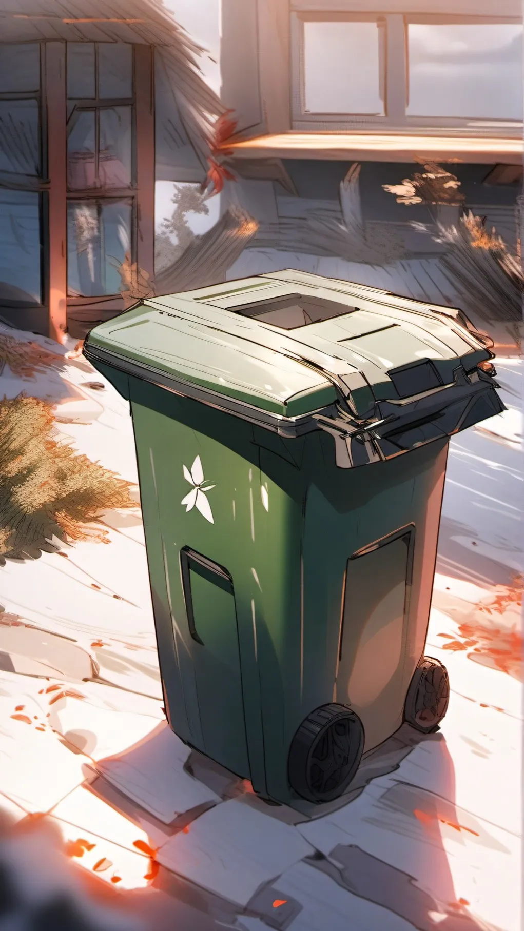 ai character: trash can background
