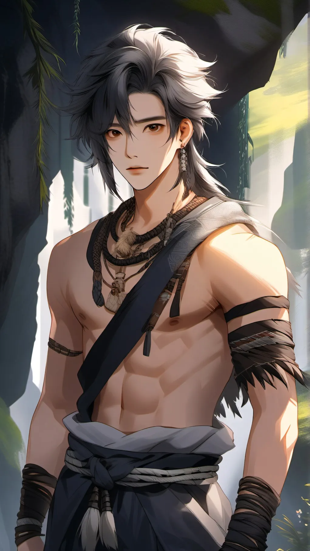 ai character: Cave man background