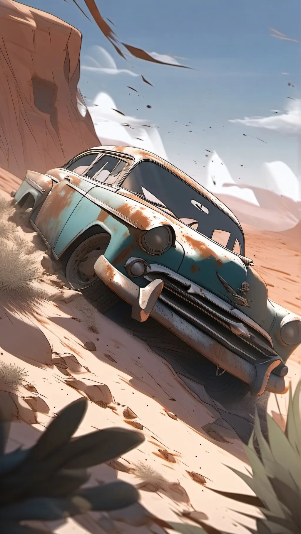 ai character: A dusty trip background