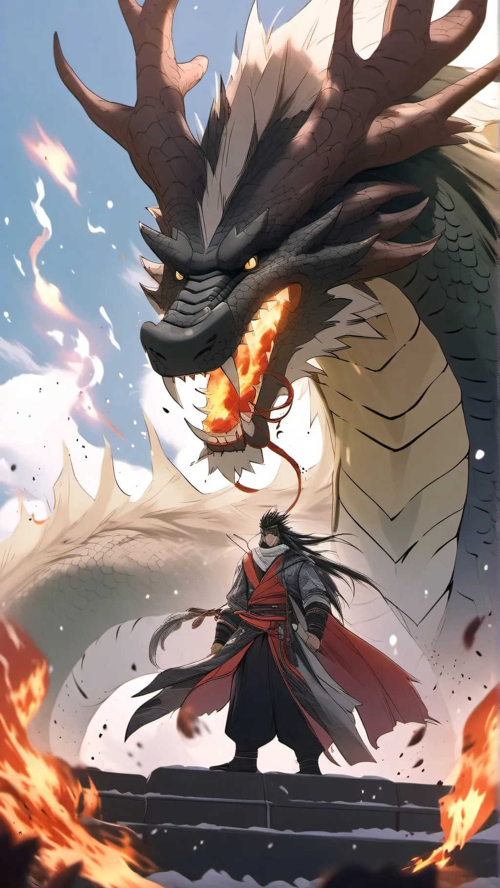 ai character: Fire dragon background