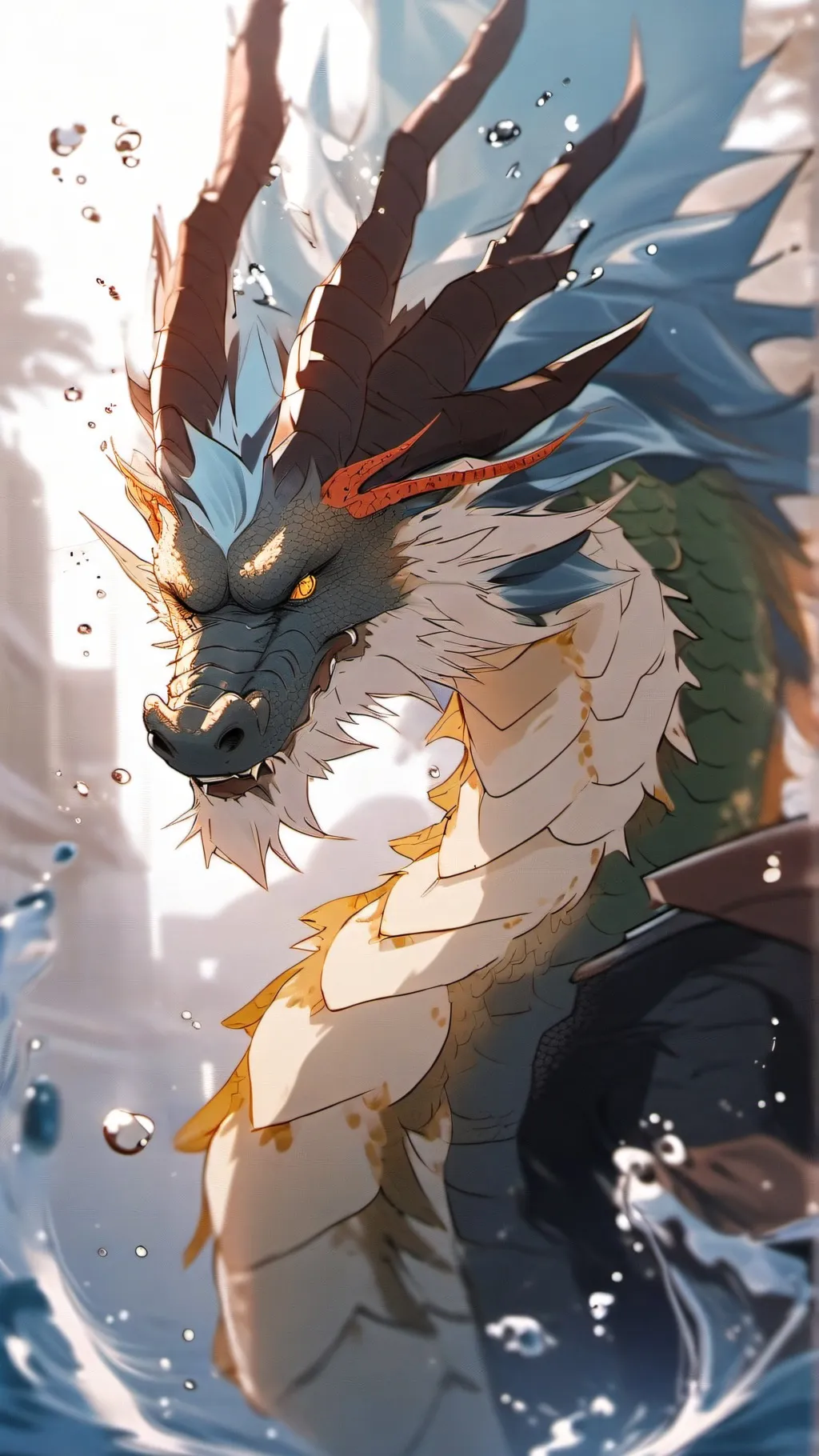 ai character: Water dragon background