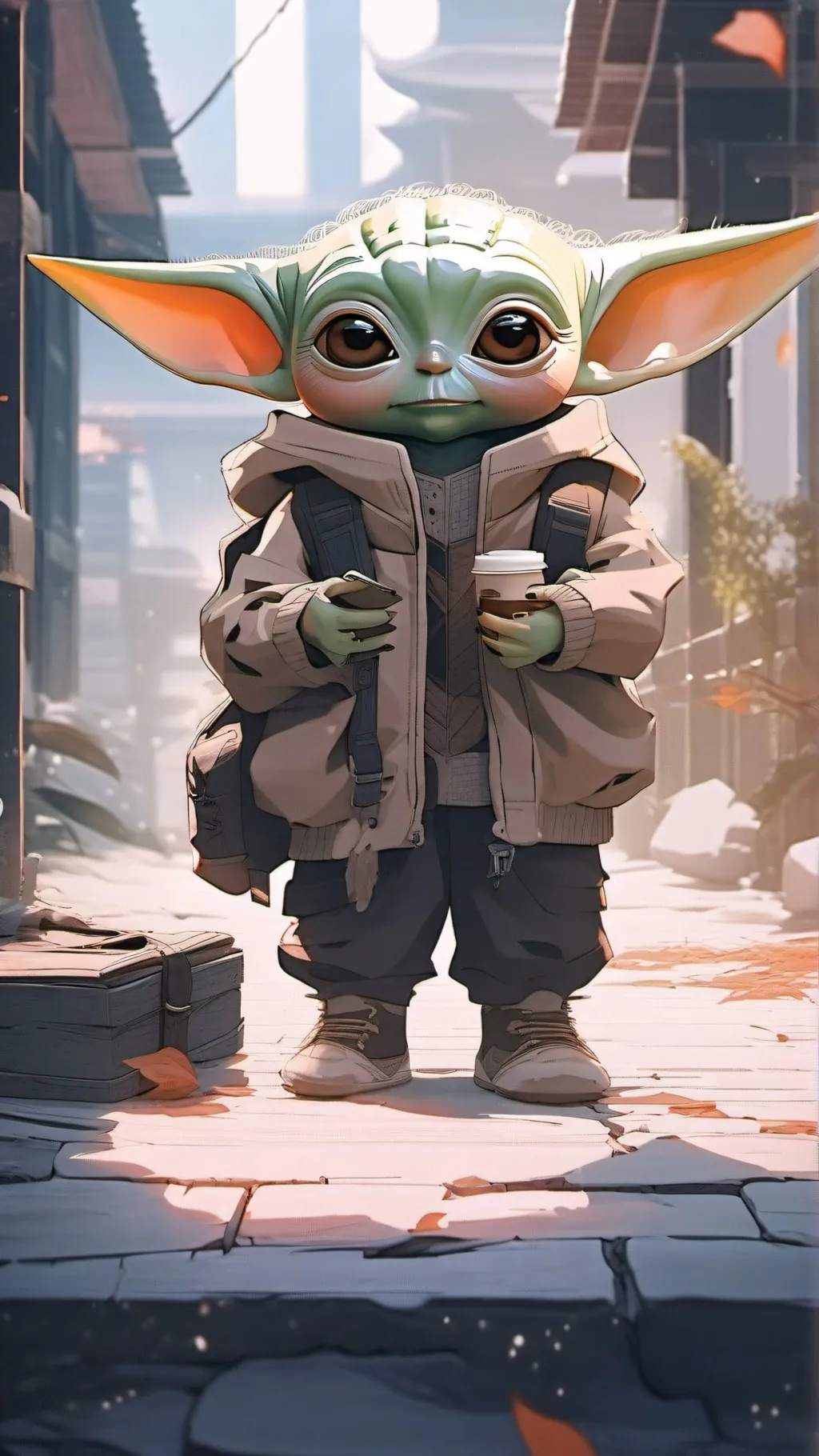 ai character: baby yoda school background