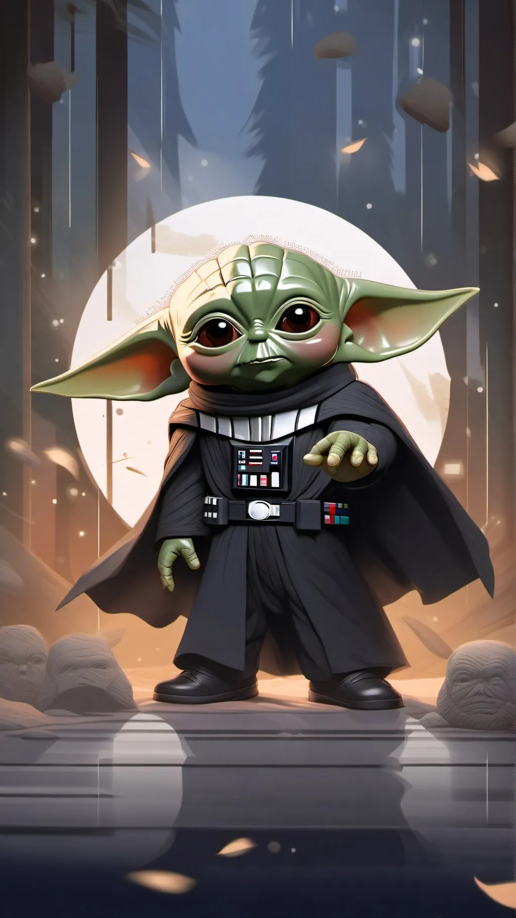 ai character: baby yoda vader background