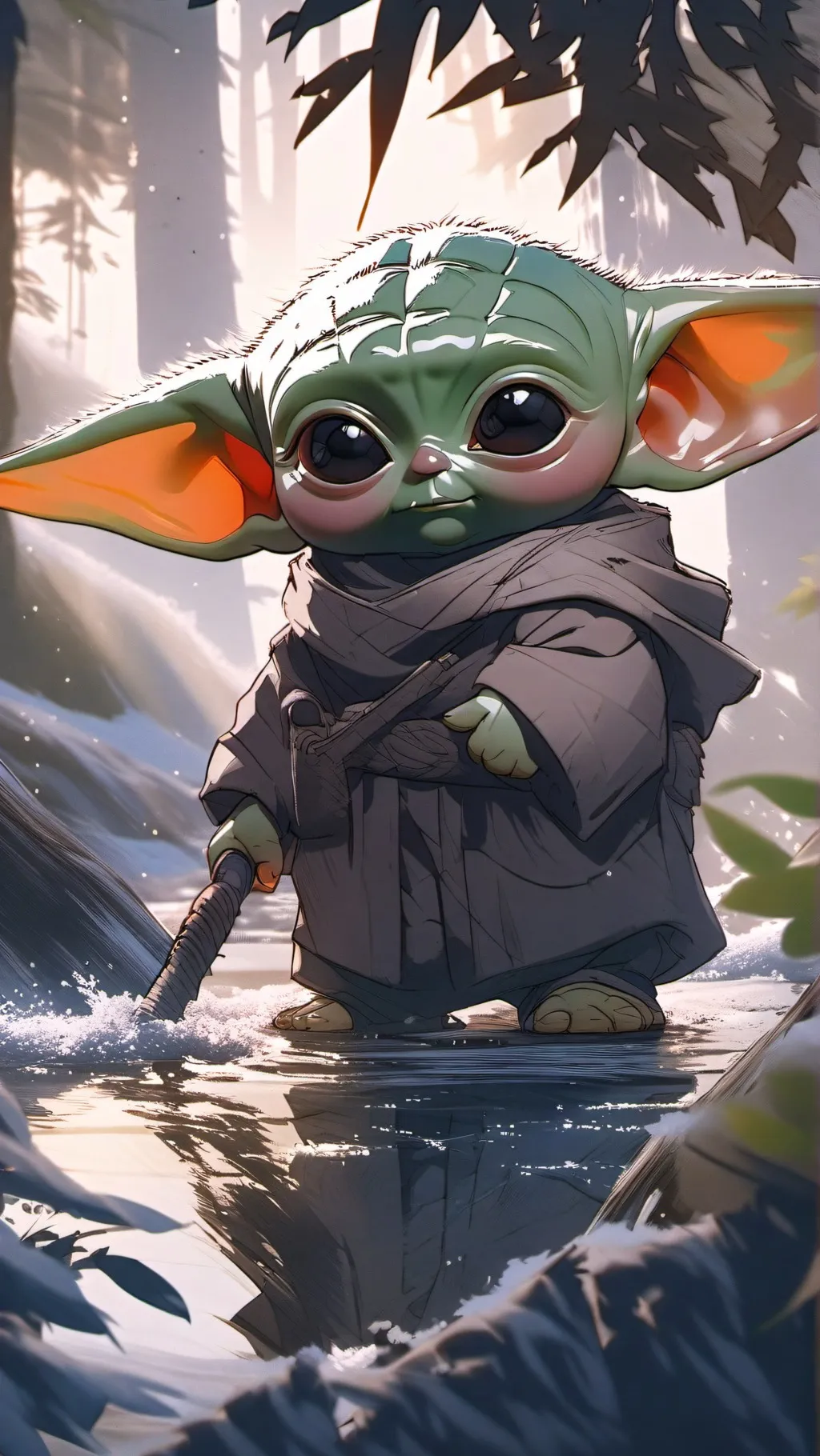 ai character: your baby Yoda pet background