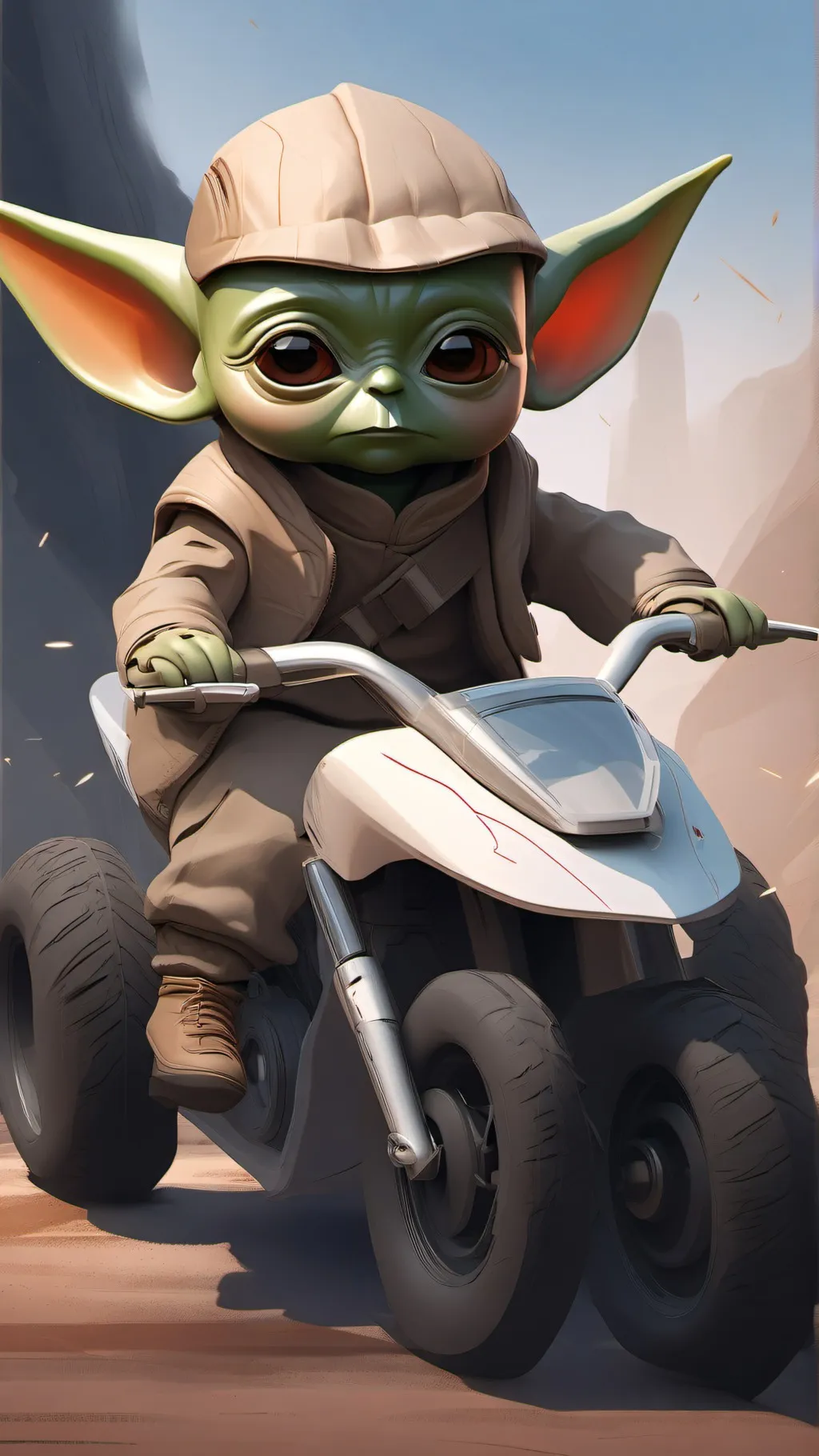 ai character: racer baby yoda background