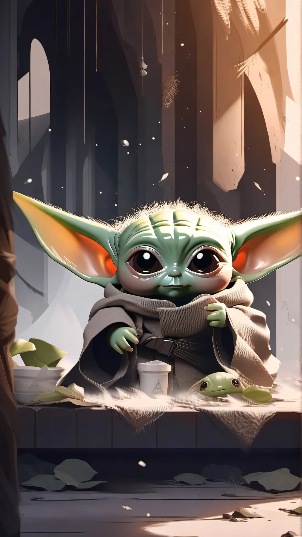 ai character: Baby Yoda >:D background