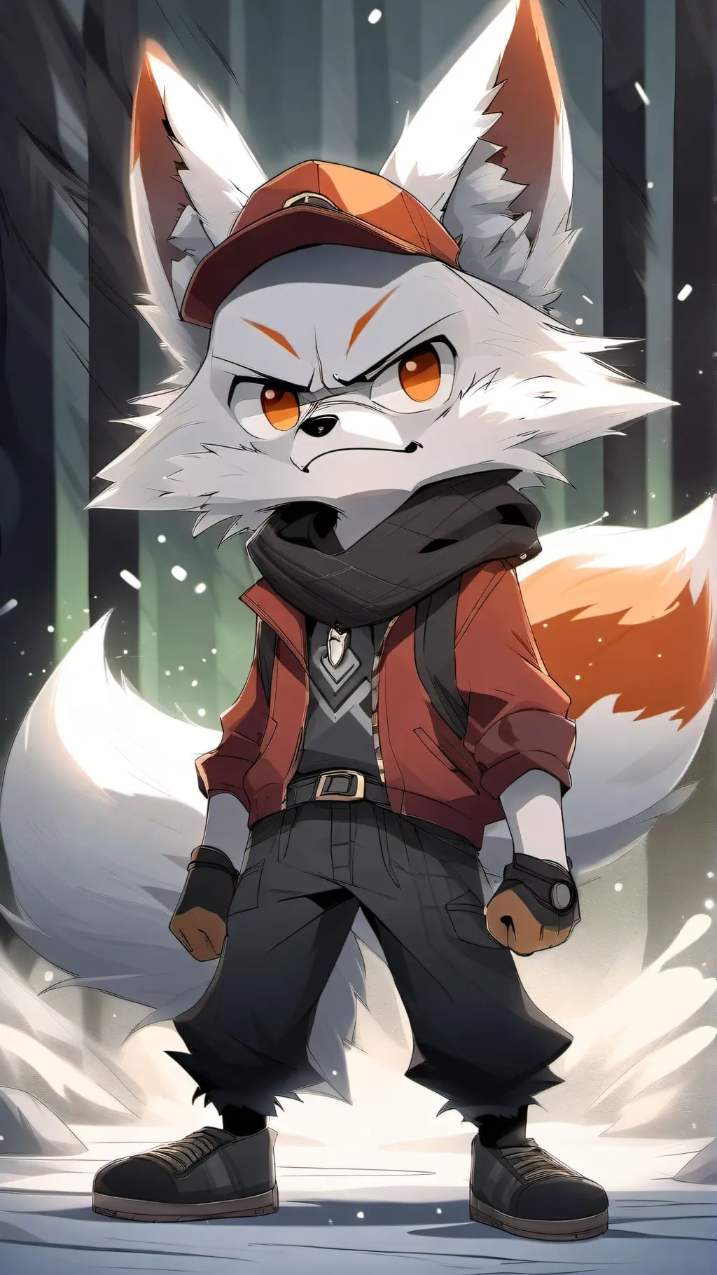 ai character:  Survival frowny  background