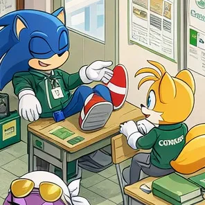 chat with ai character: Escuela con Sonic