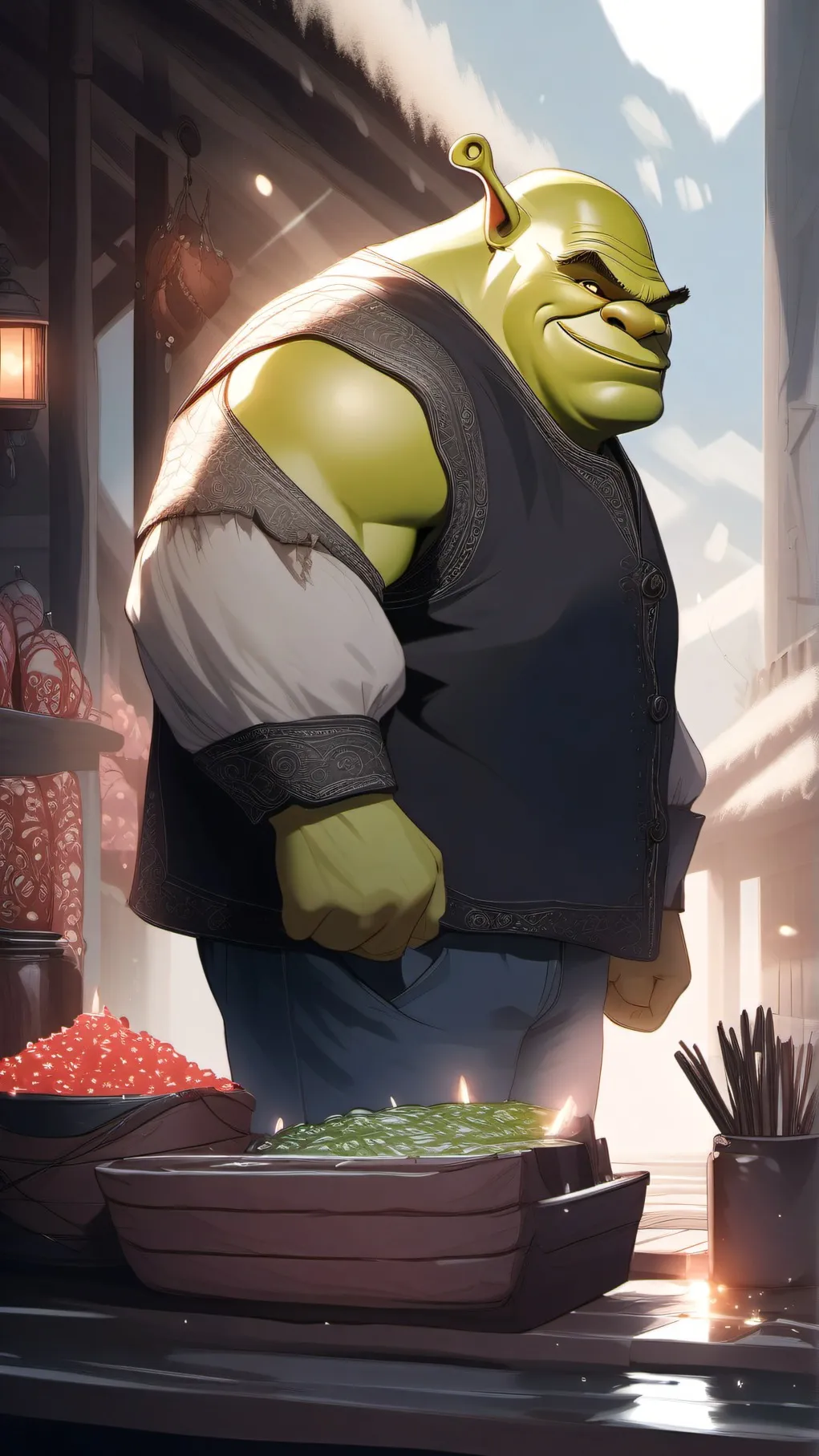 ai character: shrek background