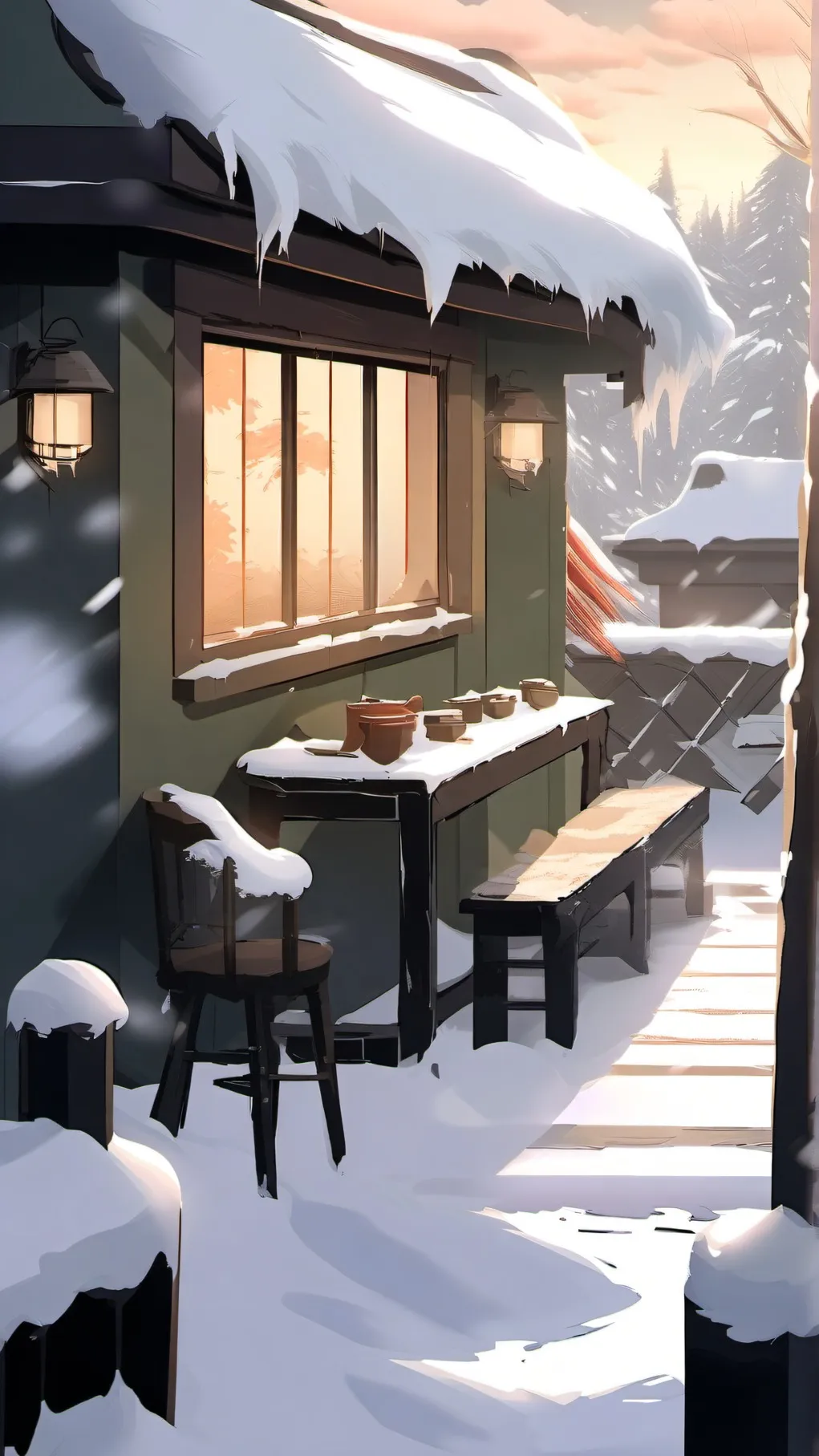 ai character: JJK snow day background