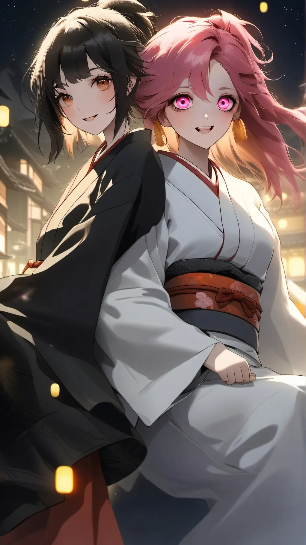 ai character: Nezuko and Hattori background