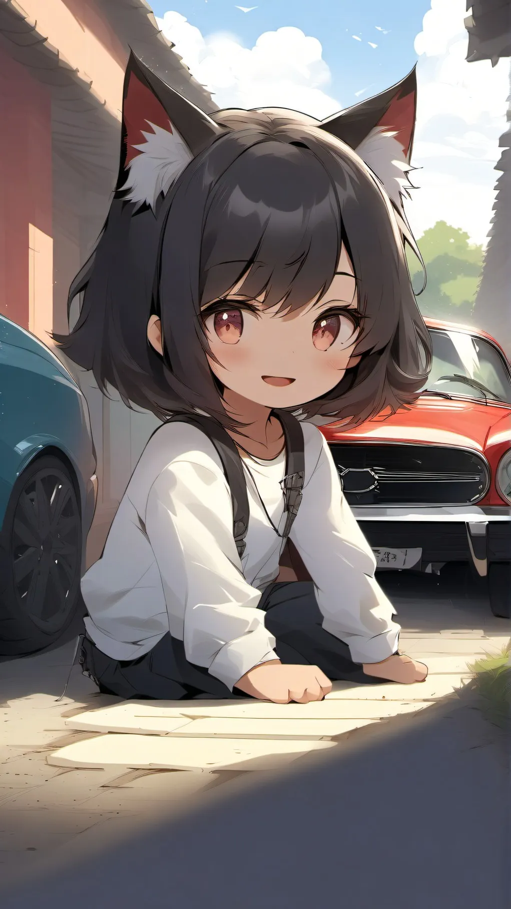 ai character: vary small catgirl background