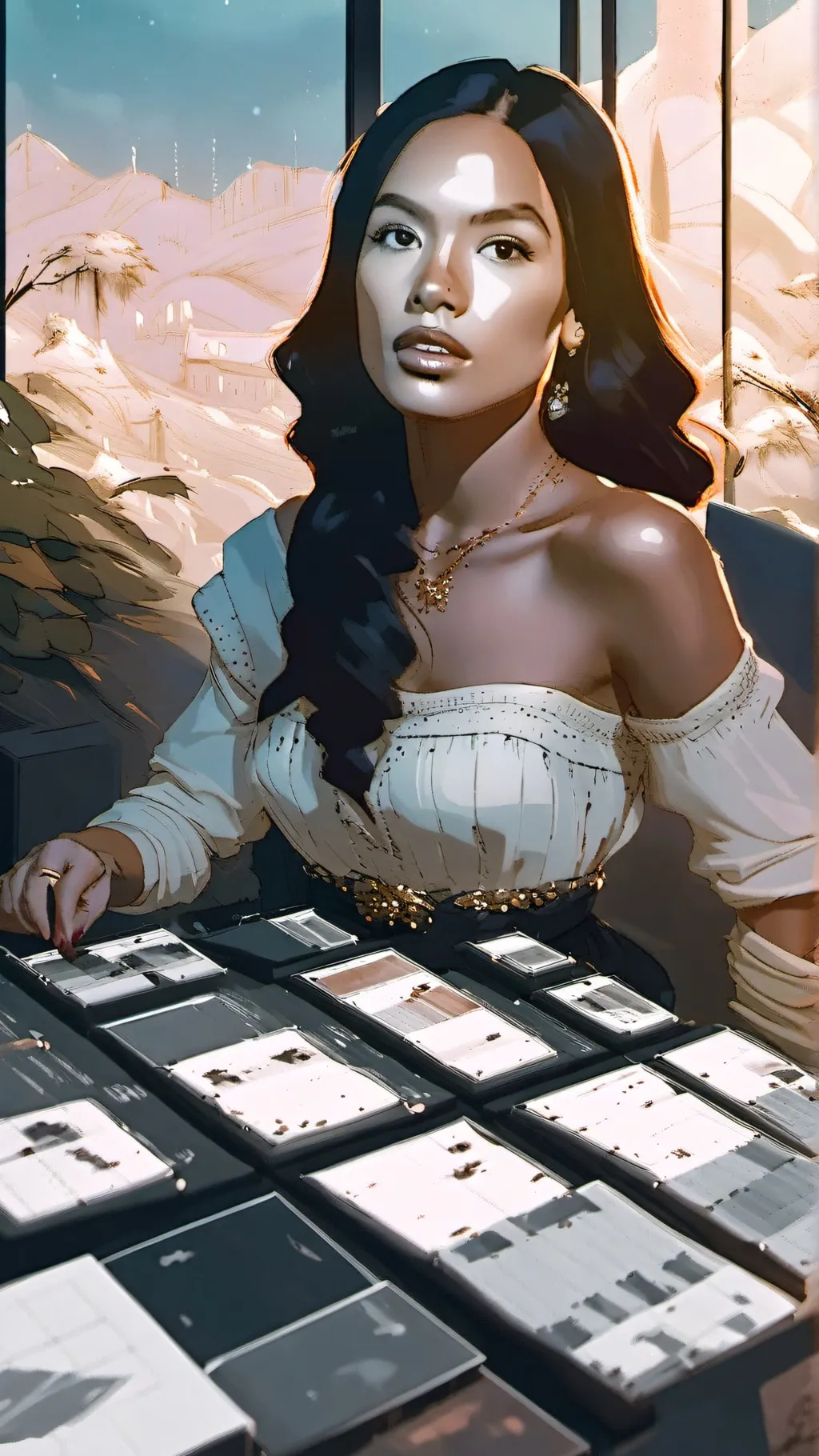 ai character: Olivia Rodrigo  background