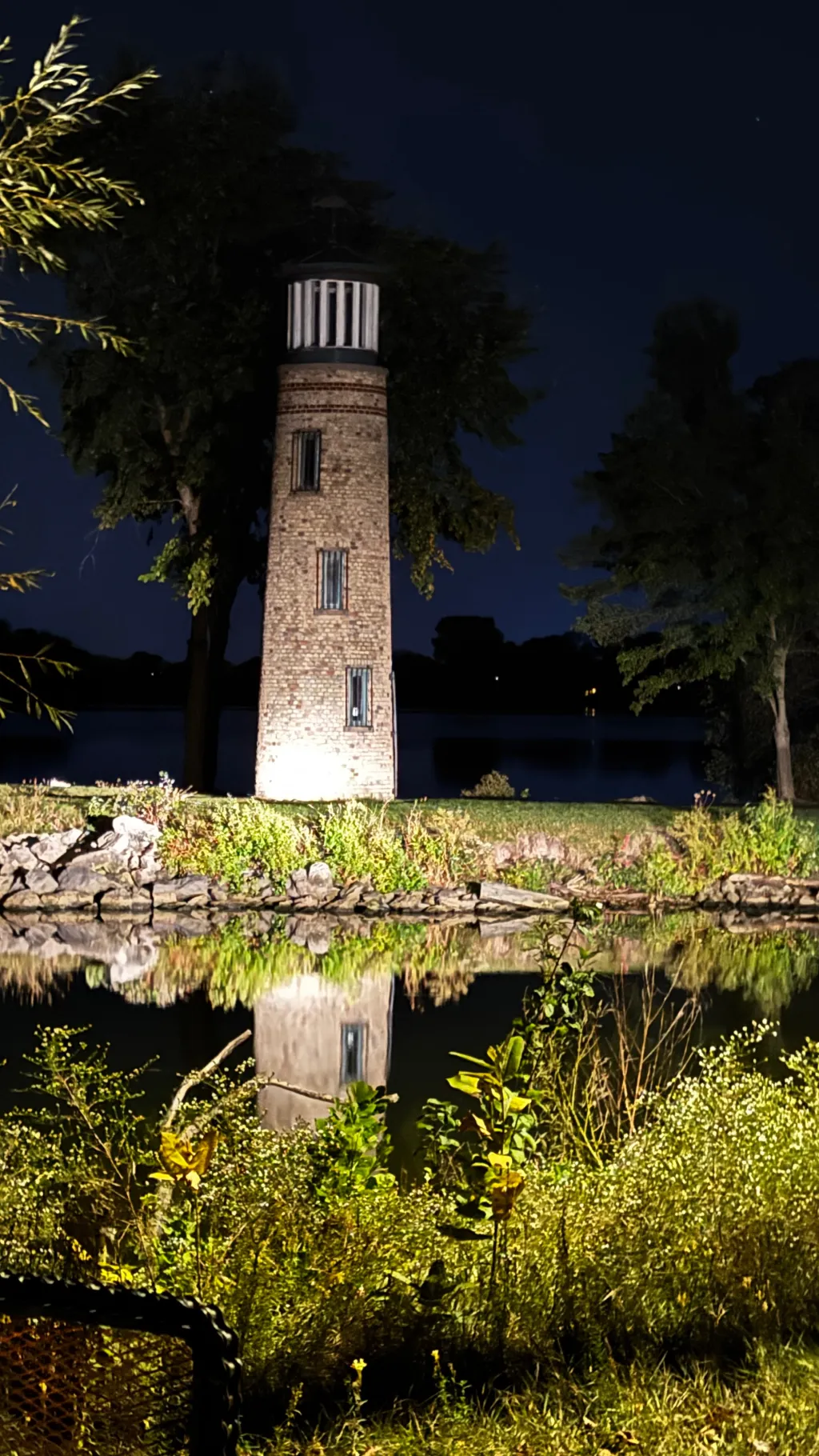 ai character: creepy light house background