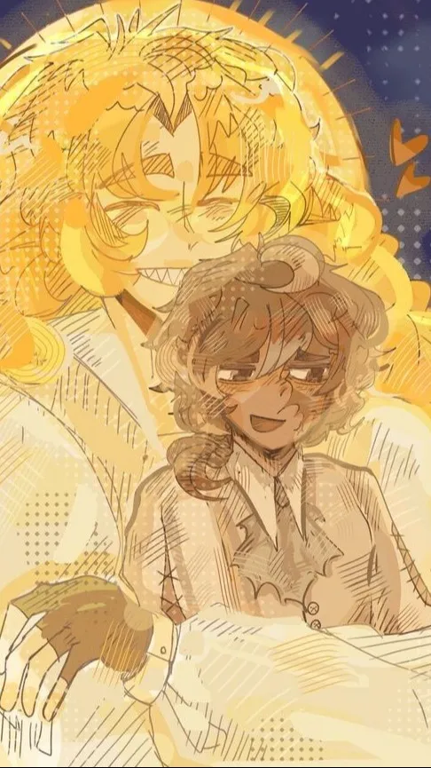 ai character: Sun x Black hole background