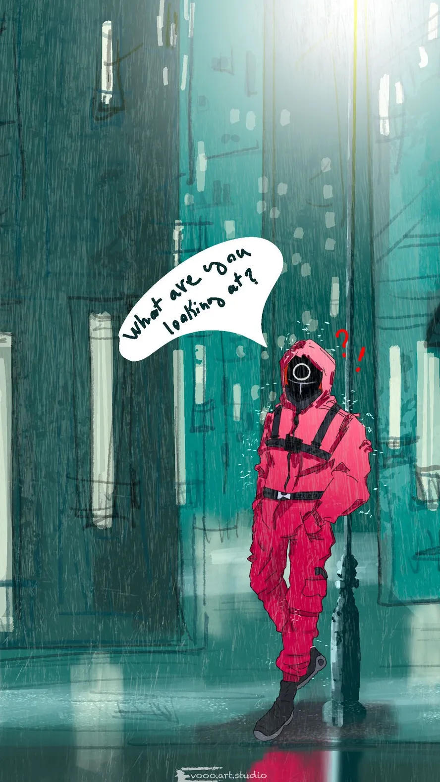 ai character: MHA & squid game background